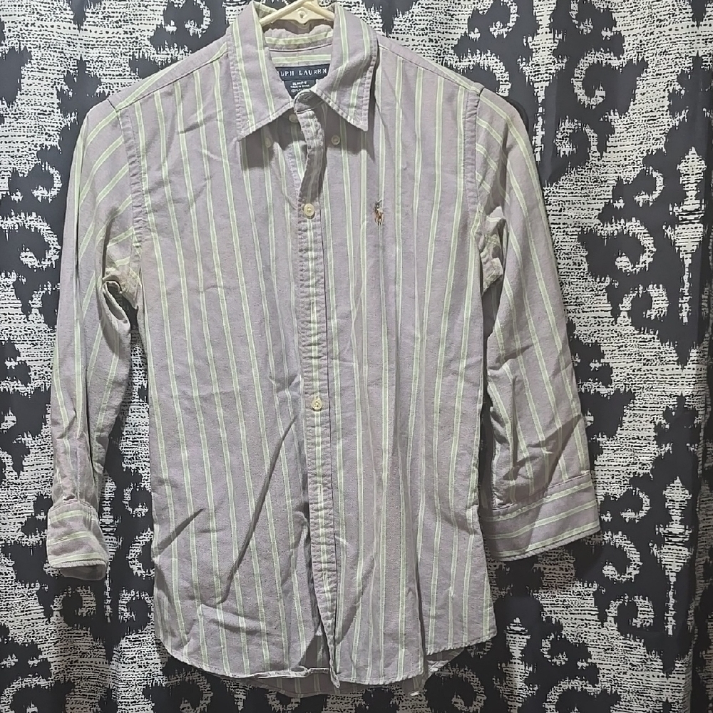 Polo by Ralph Lauren Women's Striped Shirt - Gray (My Iron Is Broken; SORRY)